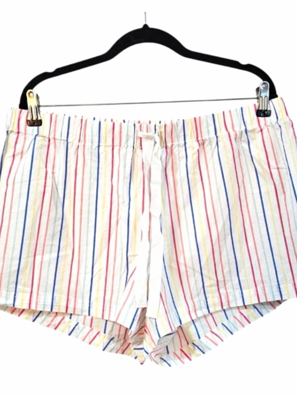 J. Crew White Shorts with Multicolor Vertical Stripes
